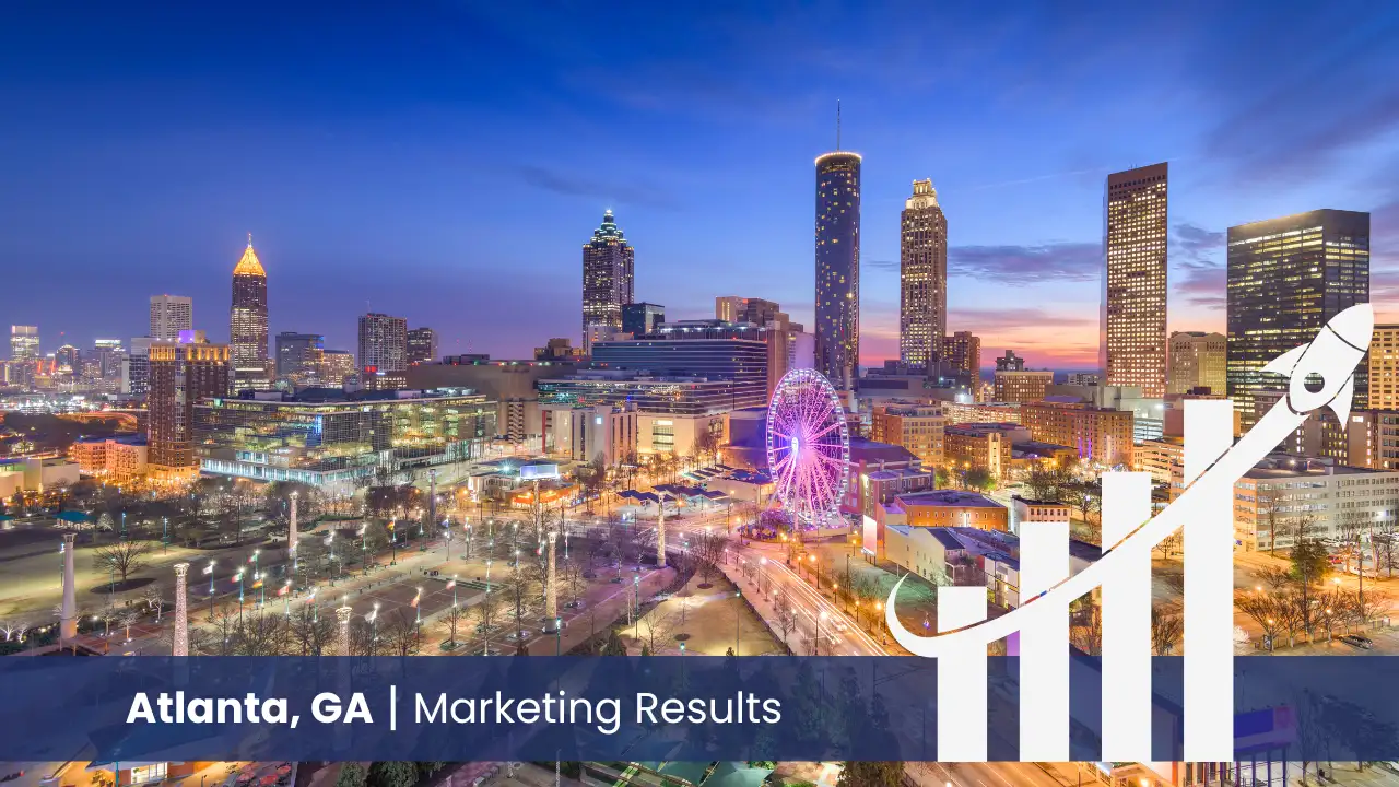 City of Atlanta with graph showcasing marketing results 