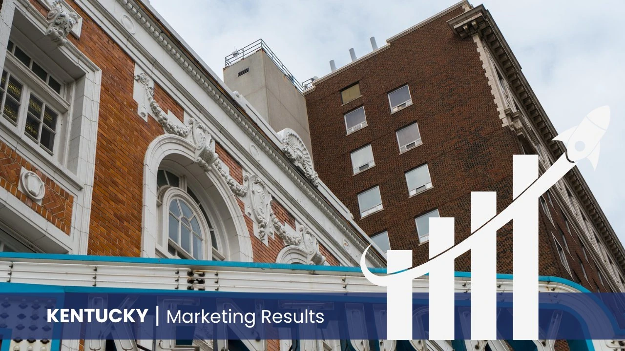 Historic Kentucky Theatre marquee on East Main Street in downtown Lexington — Kentucky dental marketing services 