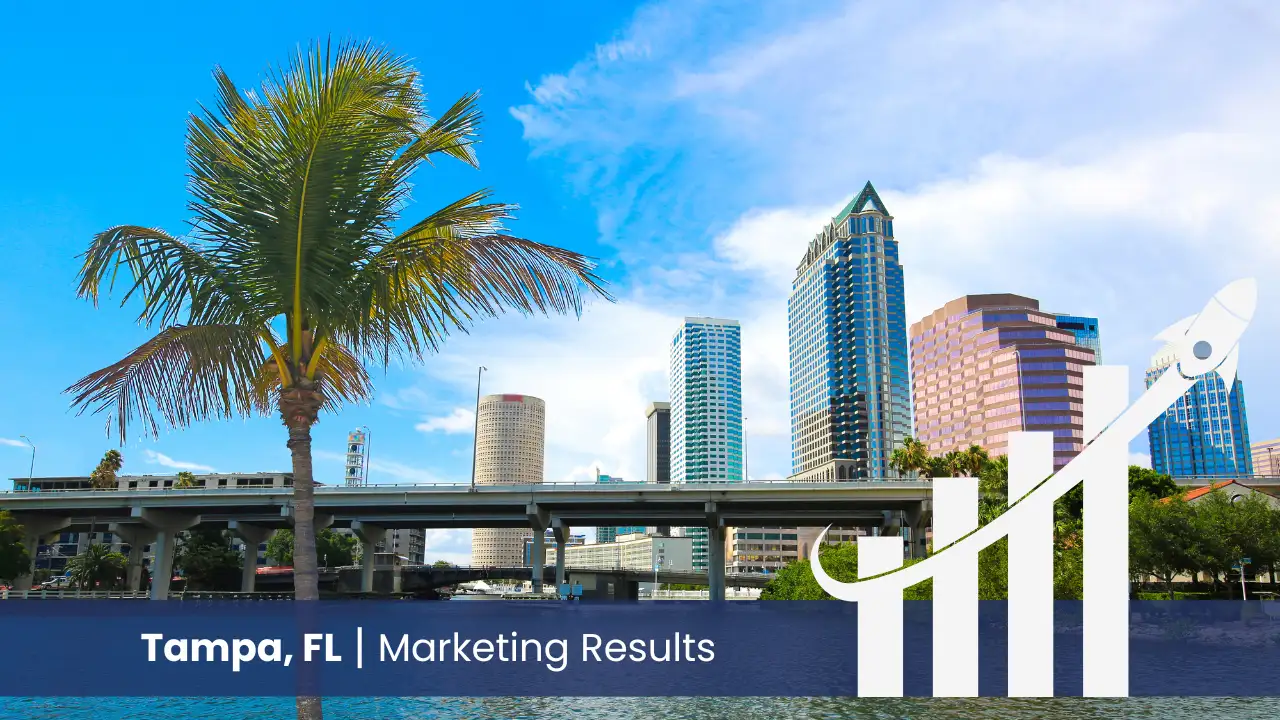 City of Tampa with graph showcasing marketing results 