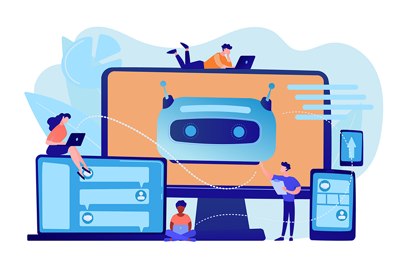 People working with AI on laptops and monitors People working with AI on laptops and monitors